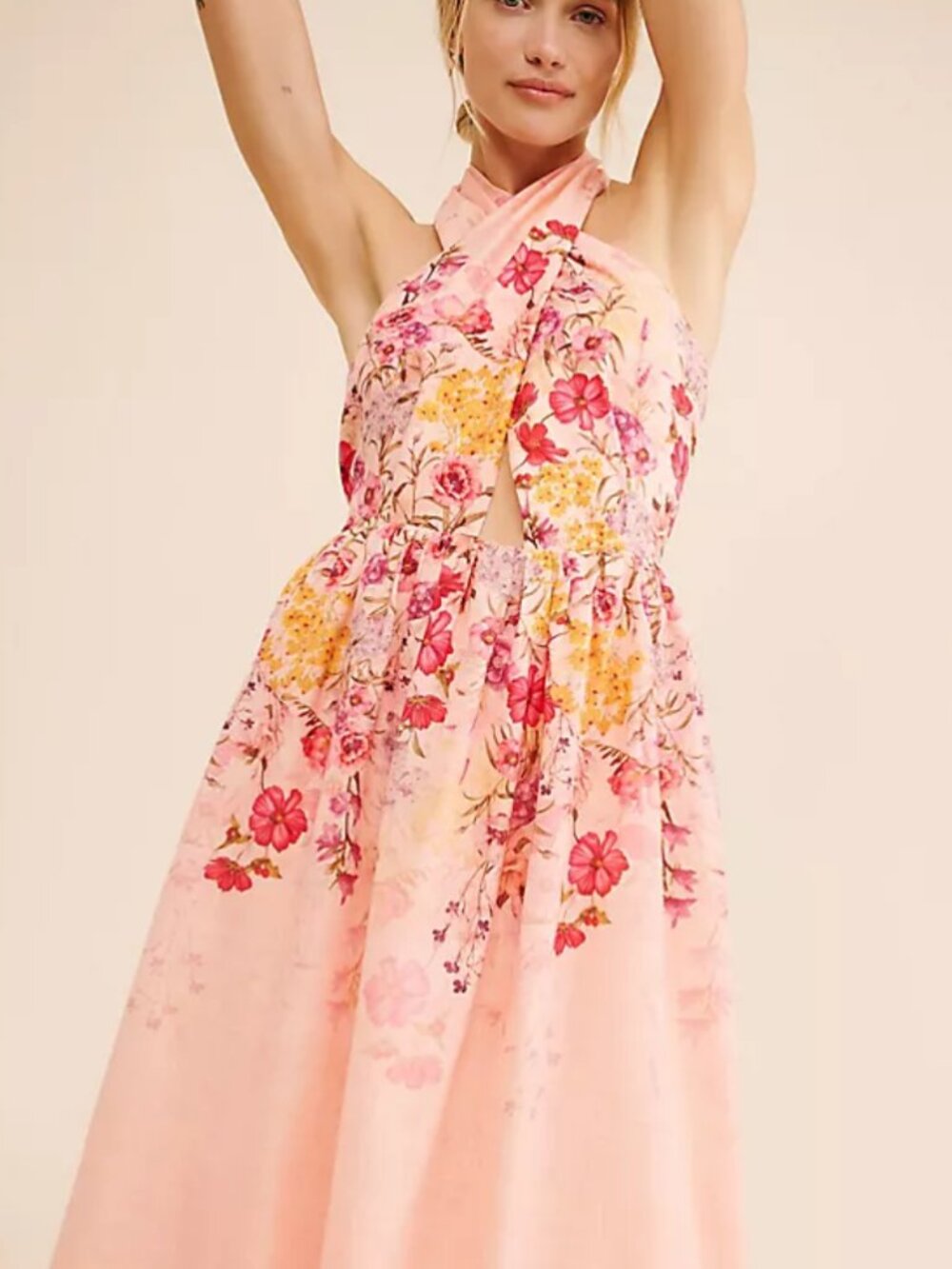 ANTHROPOLOGIE LET ME BE FLORENTINE halter midi dress s